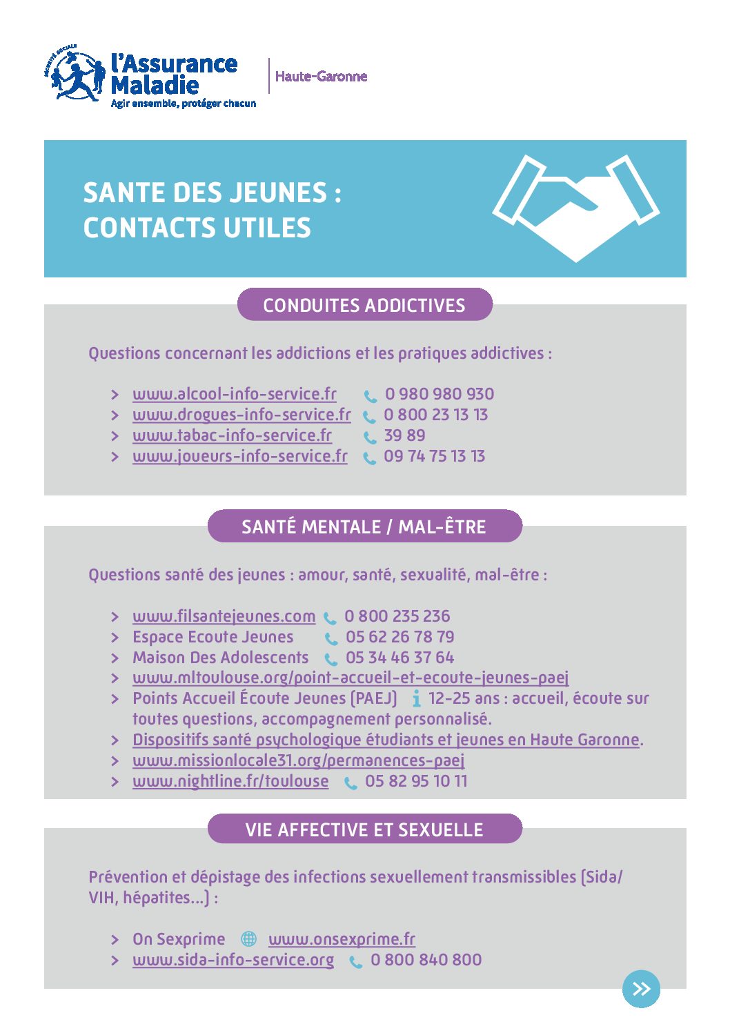 Mémo contacts jeunes