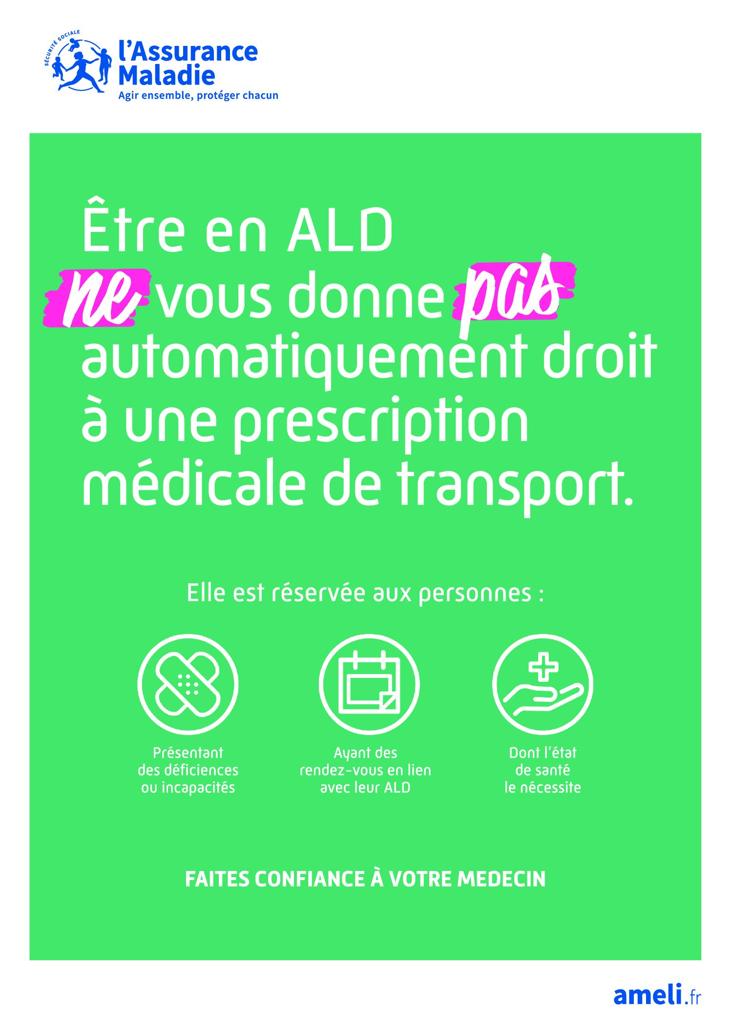 Etre en ALD ne vous donne pas automatiquement droit à une prescription médicale de transport.