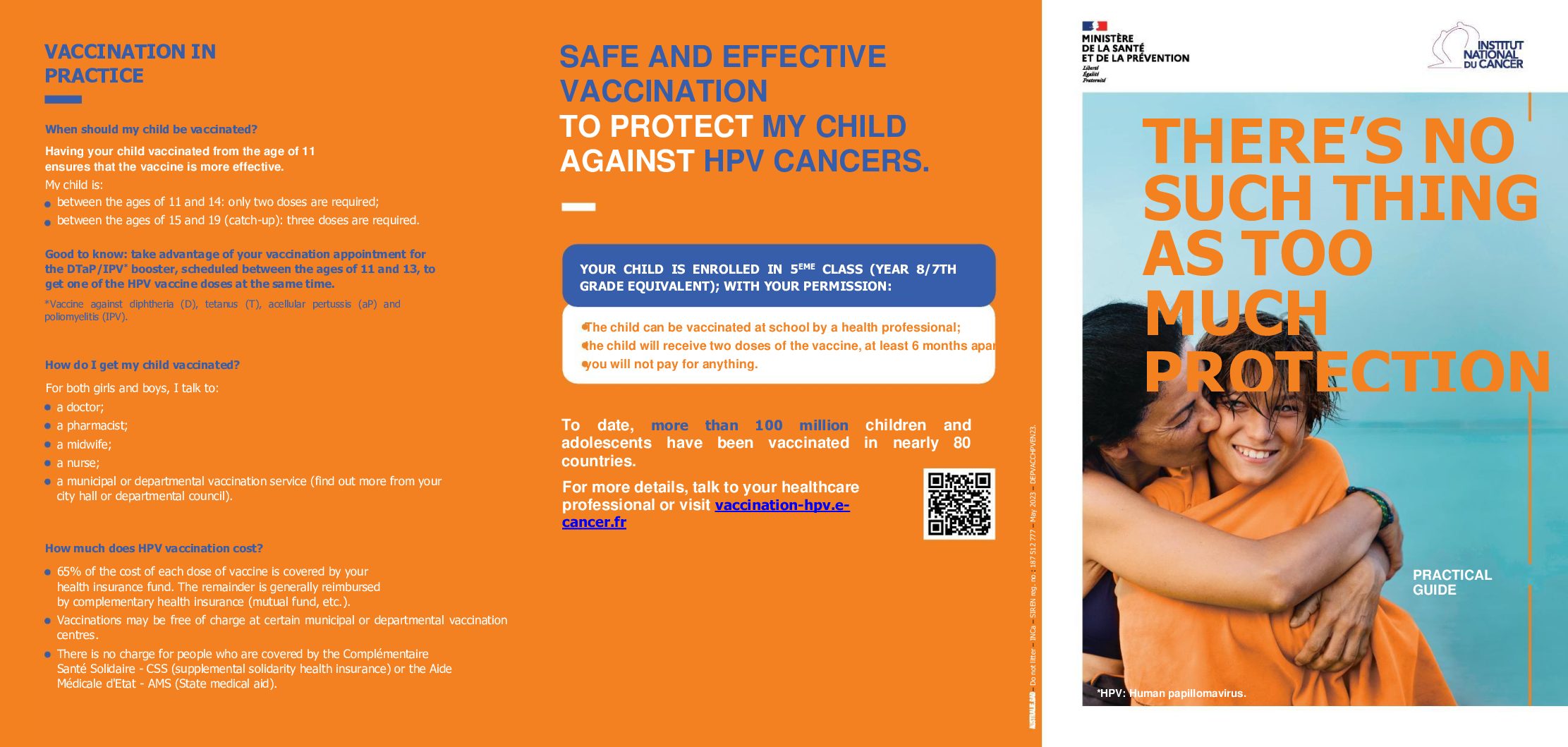 Dépliant En Anglais LA VACCINATION CONTRE LES CANCERS HPV pour les filles et les garçons dès 11 ans.